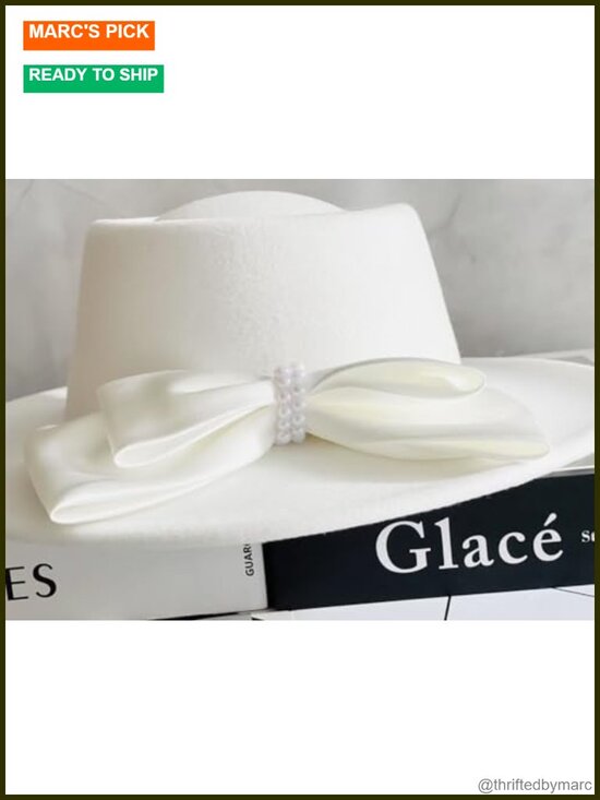 Wool Felt Fedora Hat with Large Satin Bow main image 6